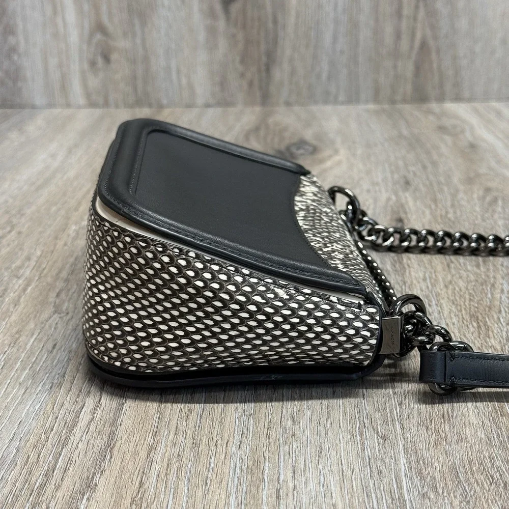 COACH Leather Snakeskin Pattern Crossbody Black Shoulder Bag 59493 EUC